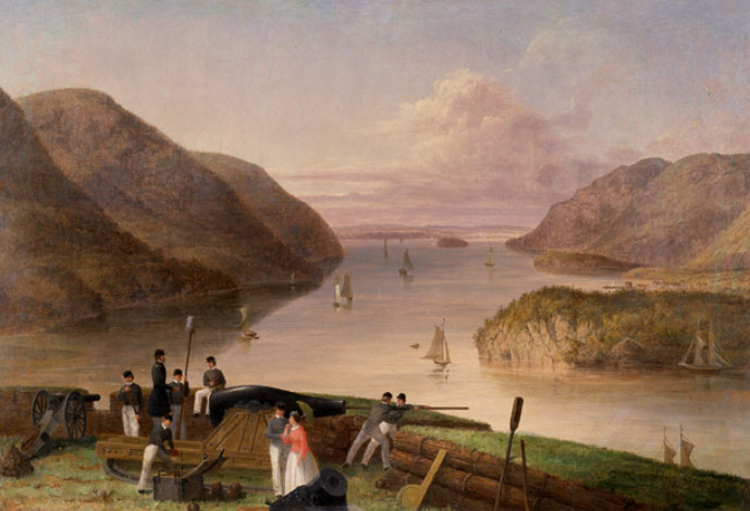 a painting of A post-Revolutionary War view from West Point