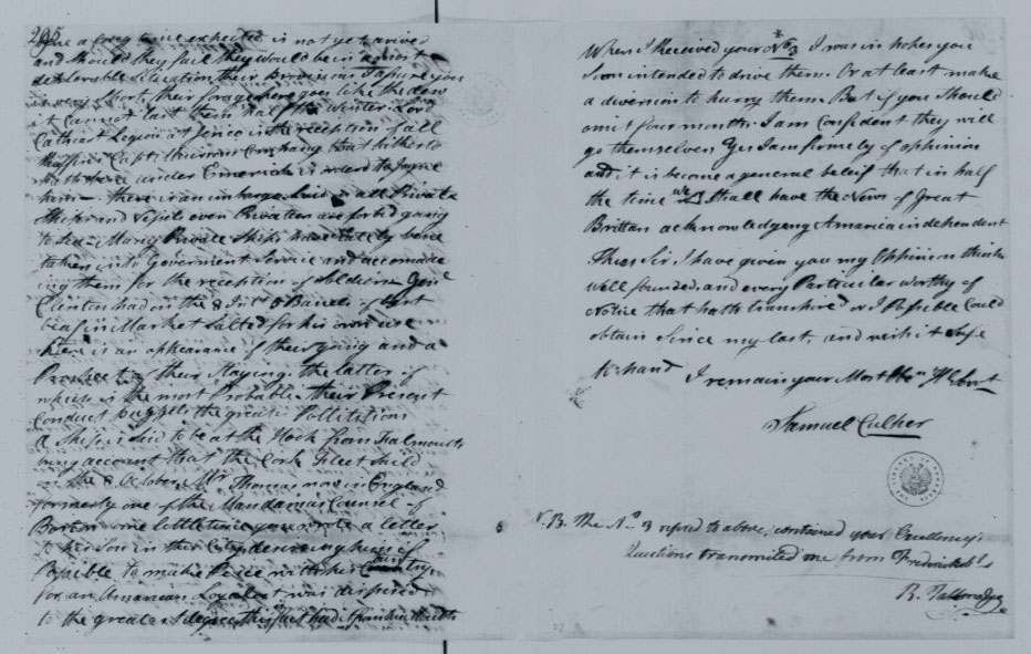 Letter between Culper Ring members, 1778